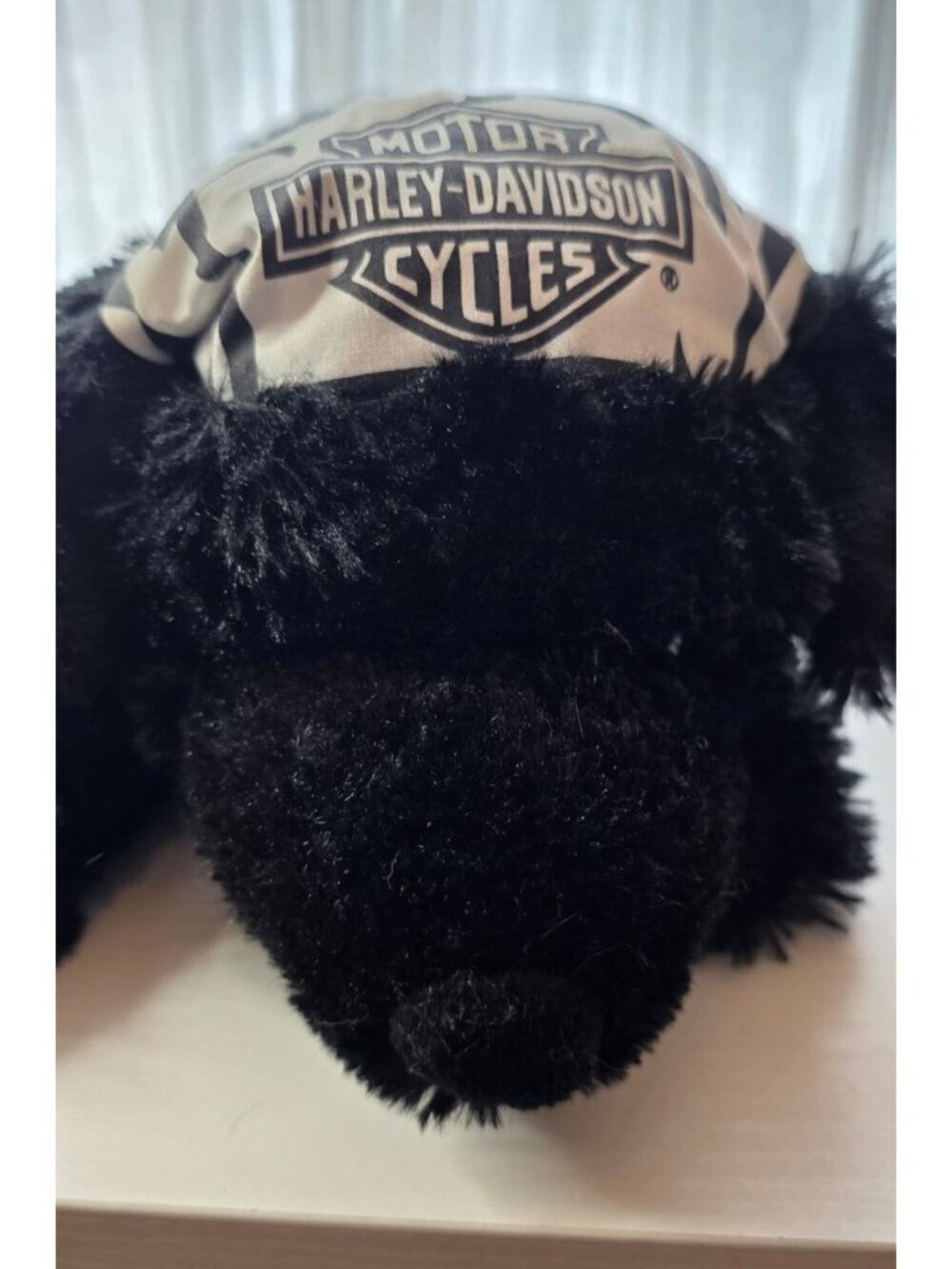 Vintage Harley-Davidson Black Lab Dog Plush Stuffed Animal - Biker Bandana 20" - Picture 2 of 5